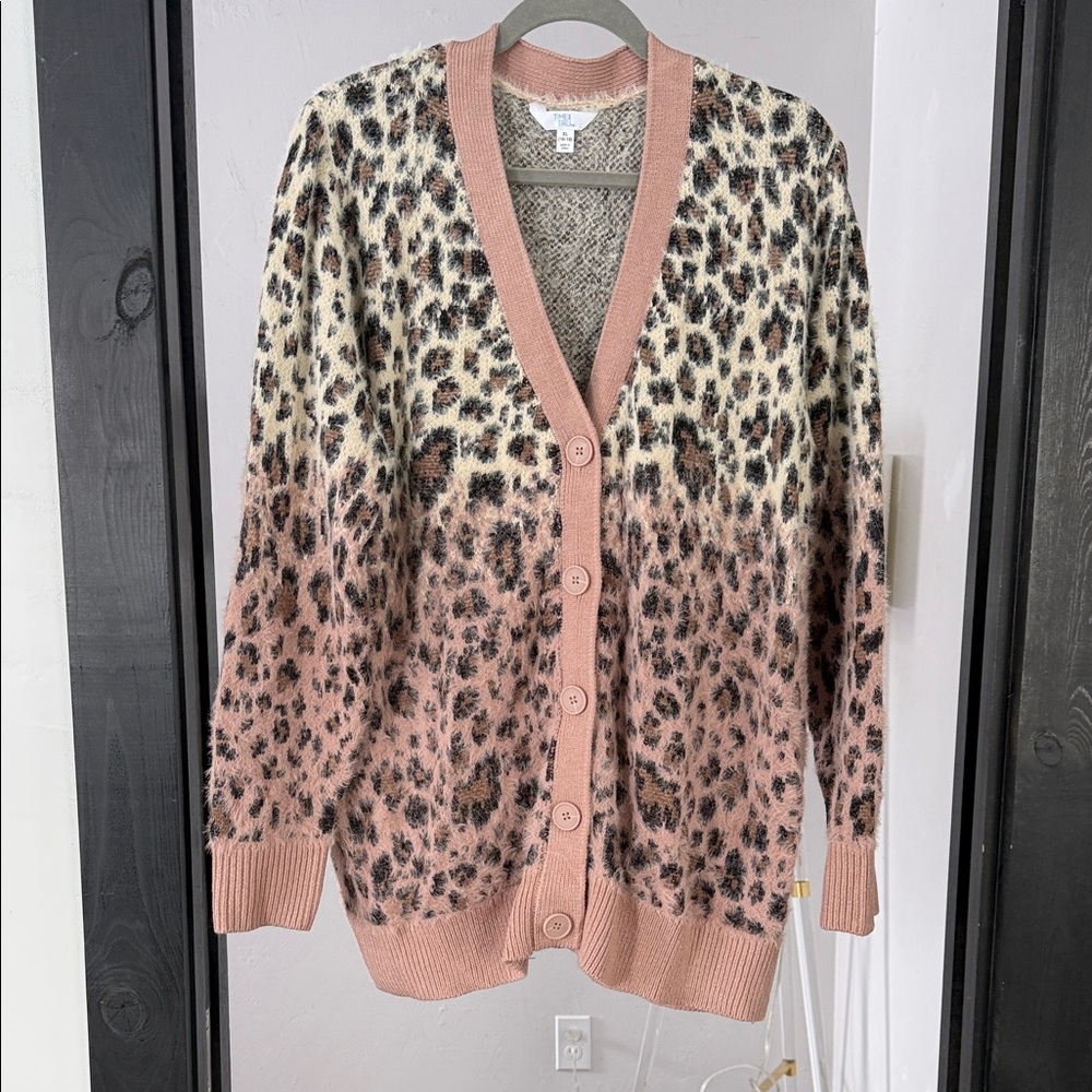 Women’s Cheetah Print Multi Color Cardigan, XL
